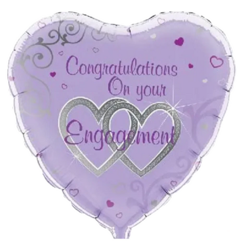Congratulations On Your Engagement Purple Heart Foil Balloon (18")