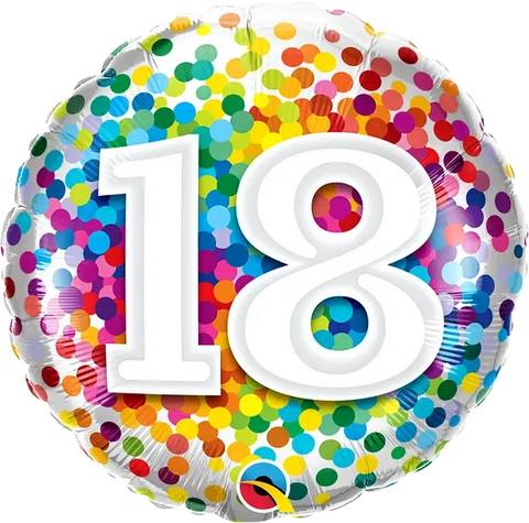 Rainbow Confetti Foil Balloon - Age 18 (18")
