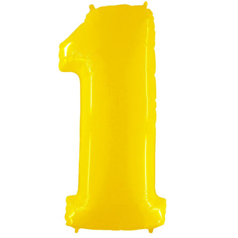 Grabo Fluorescent Shiny Yellow Number 0 Foil Balloon (40")