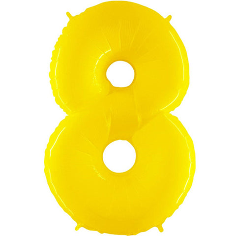Grabo Fluorescent Shiny Yellow Number 8 Foil Balloon (40")