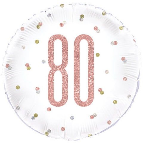 Birthday Glitz Rose Gold Foil Balloon - Age 80 (18")