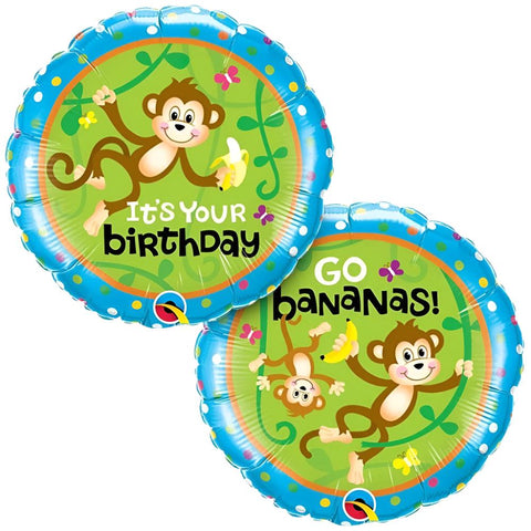 Birthday Monkeys Go Bananas Foil Balloon (18")