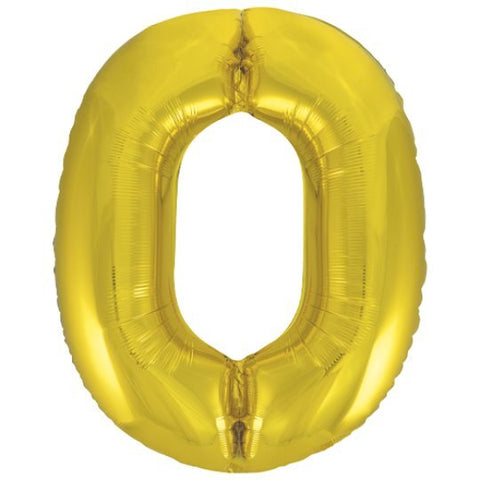 Unique Gold Number 0 Foil Balloon (34')