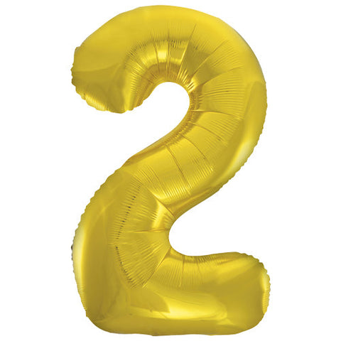 Unique Gold Number 2 Foil Balloon (34')