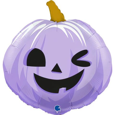 Grabo Funny Lilac Pumpkin Face Foil Balloon (22")