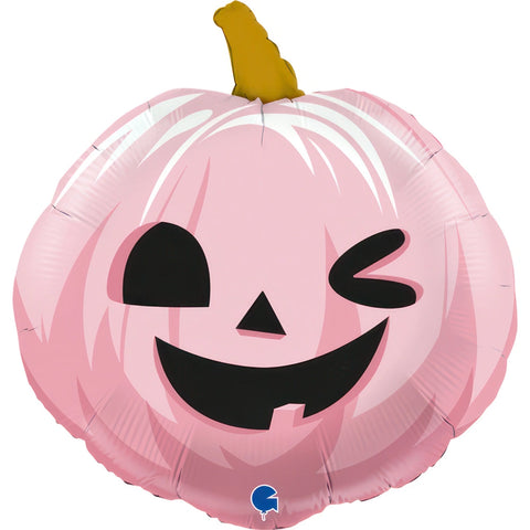 Grabo Funny Pink Pumpkin Face Foil Balloon (22")
