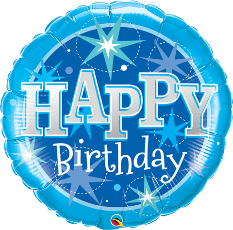 Blue Happy Birthday Sparkle Foil Balloon (36")