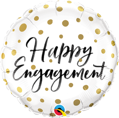 Happy Engagement Gold Dots Foil Balloon (18")