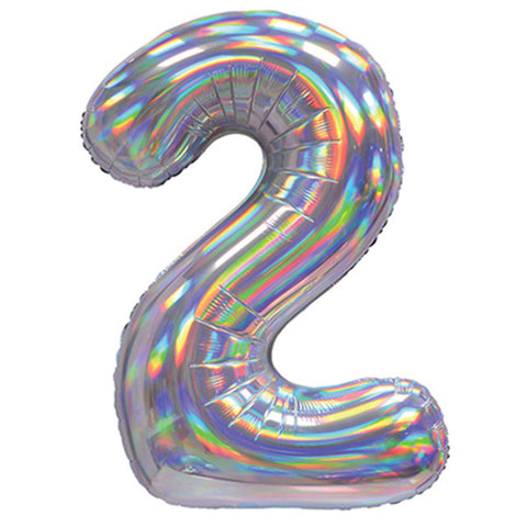 Sensations Iridescent Silver Number 2 Foil Balloon (30")