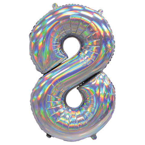 Sensations Iridescent Silver Number 8 Foil Balloon (30")