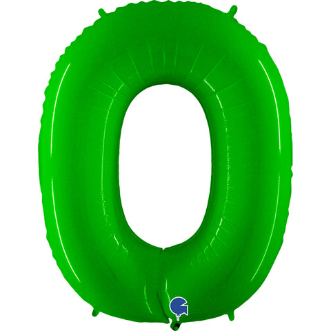 Grabo Shiny Lime Number 0 Fluo Balloon (40")