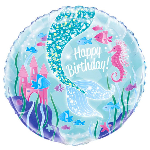 Happy Birthday Mermaid Tail Foil Balloon (18")