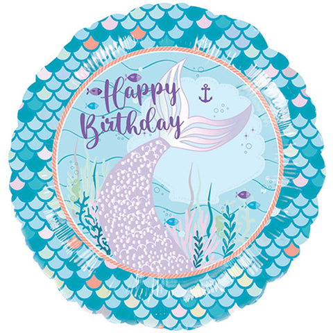 Mermaid Tales Happy Birtday round Foil Balloon (18")