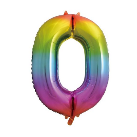 Sensations Rainbow Trendies Number 0 Foil Balloon (34")