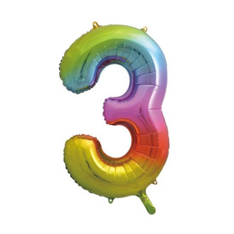 Sensations Rainbow Trendies Number 3 Foil Balloon (34")
