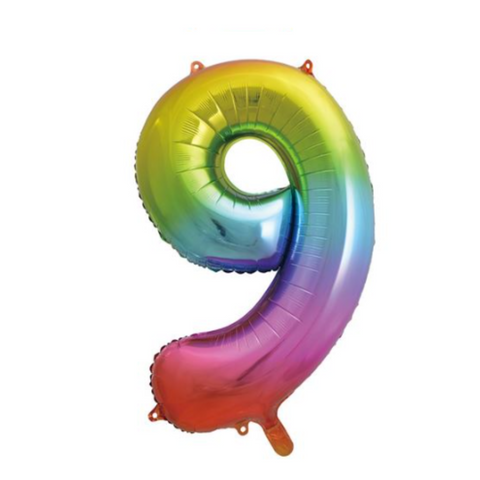 Sensations Rainbow Trendies Number 9 Foil Balloon (34")