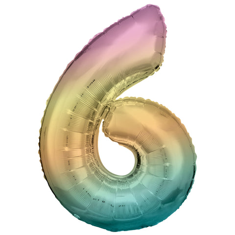 Riethmuller Rainbow Number 6 Foil Balloon (34")