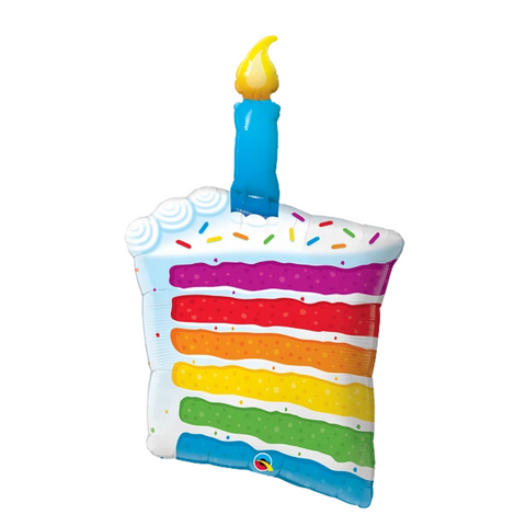 Rainbow Cake & Candle Supershape Foil Balloon (42")