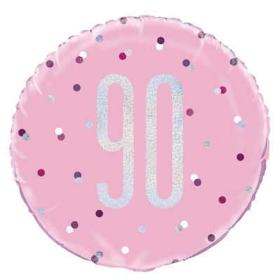 Pink Glitz 90 Round Foil Balloon (18")