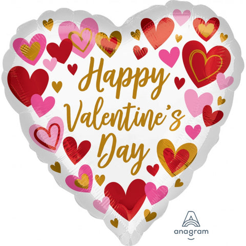 Playful hearts Happy Valentine's Day Heart Foil (18")