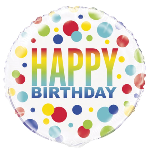 Rainbow Spots Birthday Round Foil