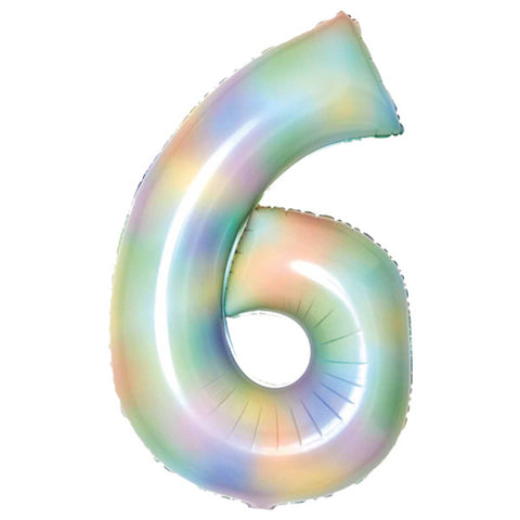 Amscan Pastel Rainbow Number 6 Foil (34")