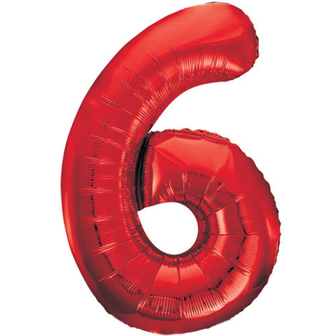 Unique Red Number 6 Foil Balloon (34")