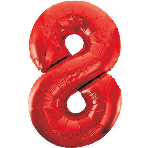 Unique Red Number 8 Foil Balloon (34")