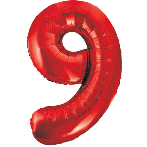 Unique Red Number 9 Foil Balloon (34")