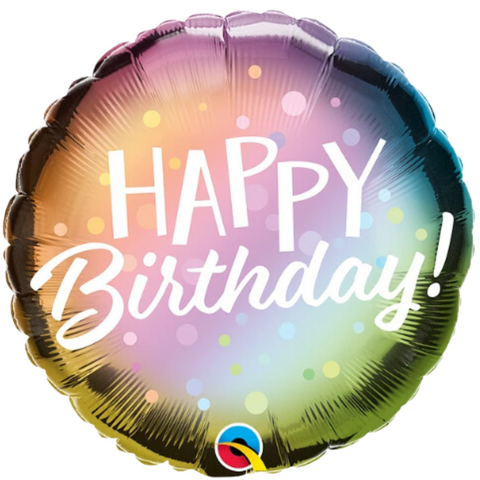 Happy Birthday Metallic Ombre & Dots Round Foil (18")