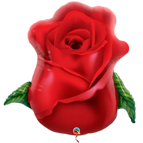Red Rose Bud Flower Supershape Foil Balloon (33")