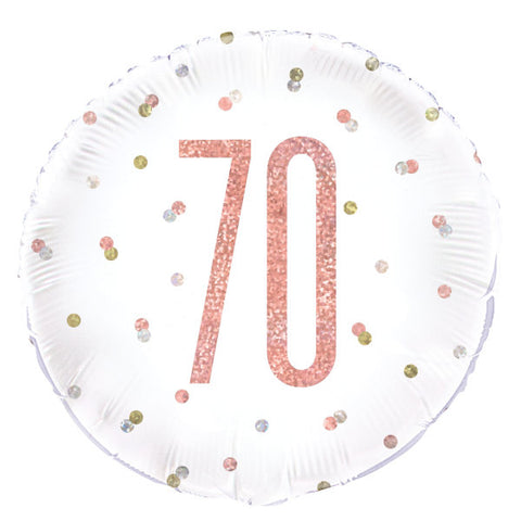 Rose Gold & White Foil Balloon - Age 70 (18")