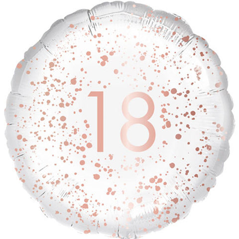 Rose Gold & White Foil Balloon - Age 18 (18")