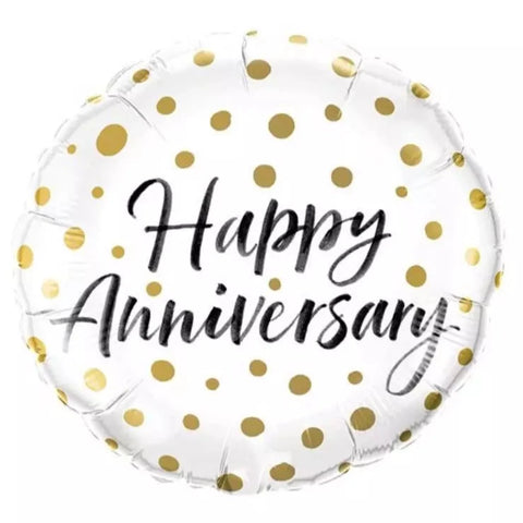Happy Anniversary Gold Polka Dot Foil Balloon (18")