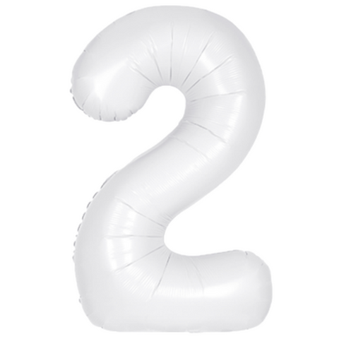 Unique Matte White Number 2 Foil Balloon (34")