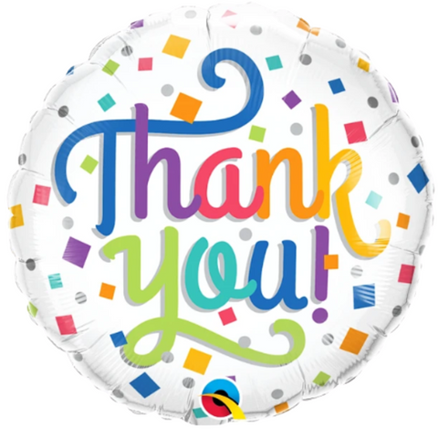 Thank You Colourful Confetti Round Foil Balloon (18")