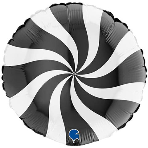 Swirly White and Black Foil Balloon (18")
