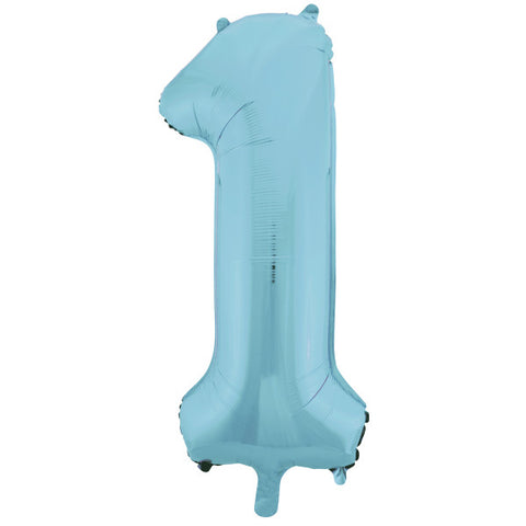 Unique Powder Blue Number 1 Shaped Foil Balloon (34")