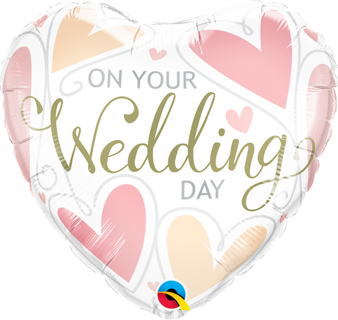 On Your Wedding Day Hearts Foil Balloon (18")