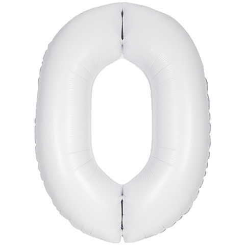 Unique Matte White Number 0 Foil Balloon (34")