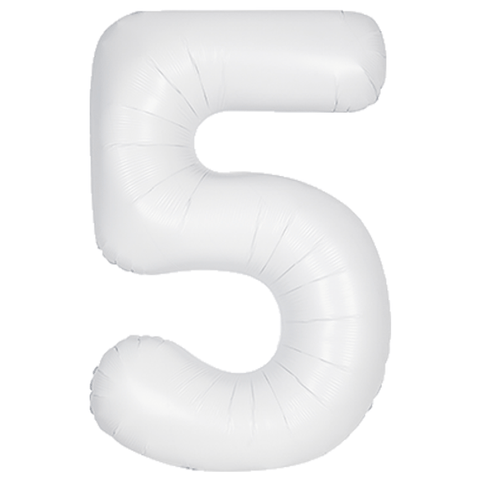 Unique Matte White Number 5 Foil Balloon (34")
