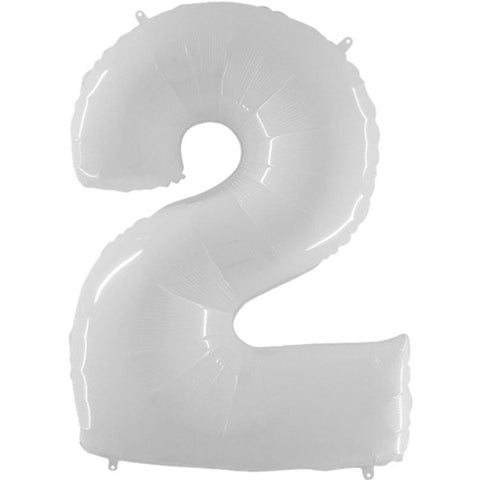 Grabo Shiny White Number 2 Fluo Balloon (40")