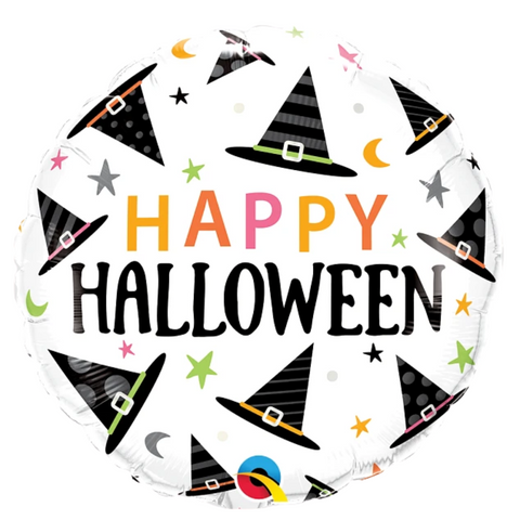 Halloween Witches Hats Round Foil Balloon (18")