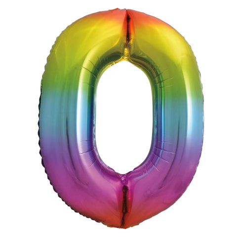 Unique Rainbow Number 0 Foil Balloon (34")