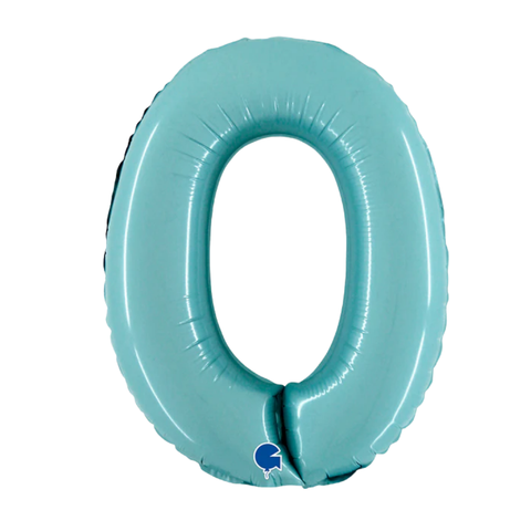 Grabo Pastel Blue Number 0 Foil Balloon (14")