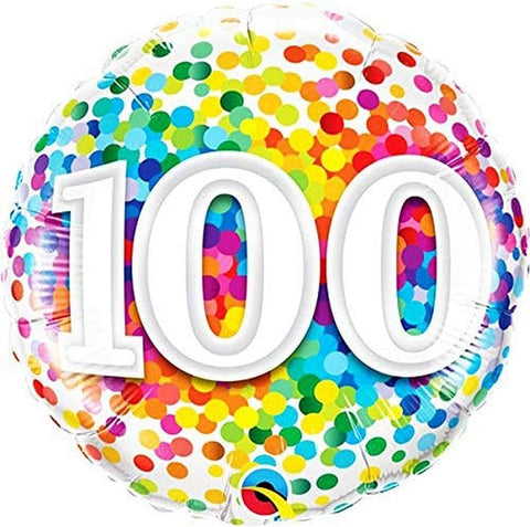 Rainbow Confetti Foil Balloon - Age 100 (18")