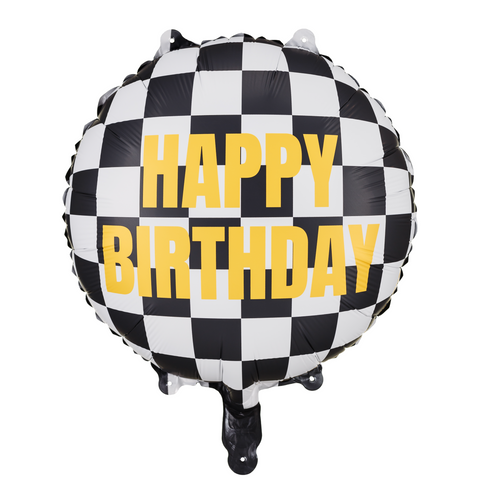 Happy Birthday Checkered Flag Foil Balloon (18”)