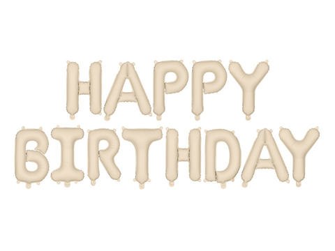 Beige Happy Birthday Air-Filled Balloon Banner (340x35cm)