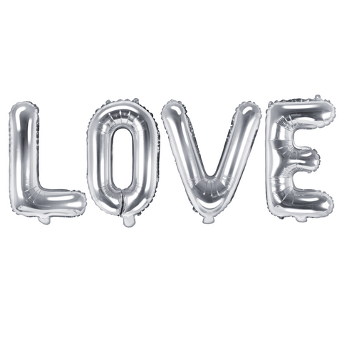 Silver LOVE Air-Filled Balloon Banner (140x35cm)