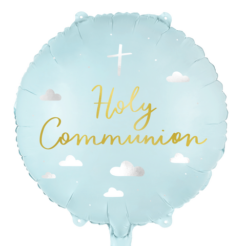 Holy Communion Blue Round Foil Balloon